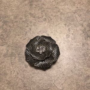 Silver Rhinestone flower pin